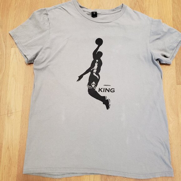 Jordan Baller T Shirt Retro Look Graphic Mens M Gray Bill Peaks NYC World Peace - Picture 10 of 11